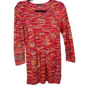 MISS UNDERSOOD Girls Tomato Red & Multi Color Knit Sweater Dress XL  Cottage